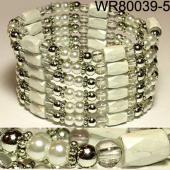 36inch White Plastic ,Glass, Magnetic Wrap Bracelet Necklace All in One Set